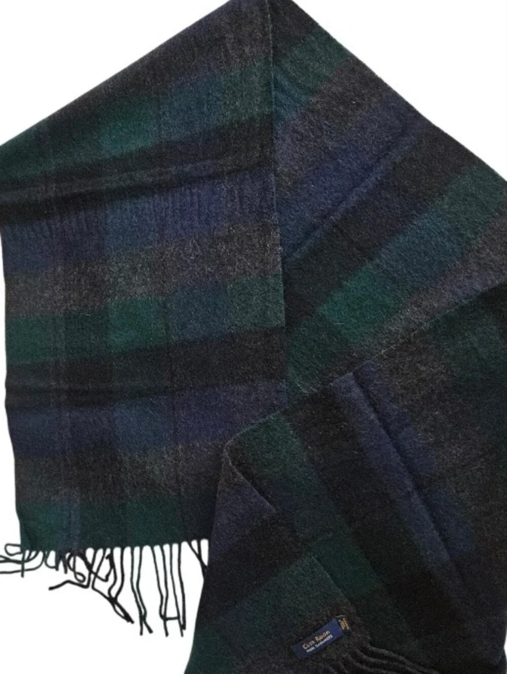 Club Room 100% Cashmere Tartan Pattern  Fringe Scarf Unisex